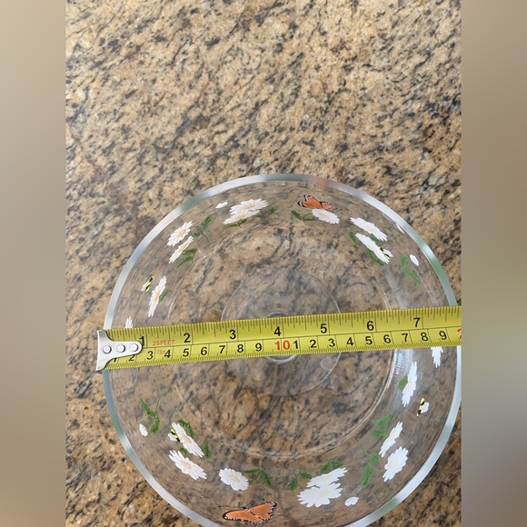 Floral Glass Bowl with Butterfly Design - Picture 6 of 7